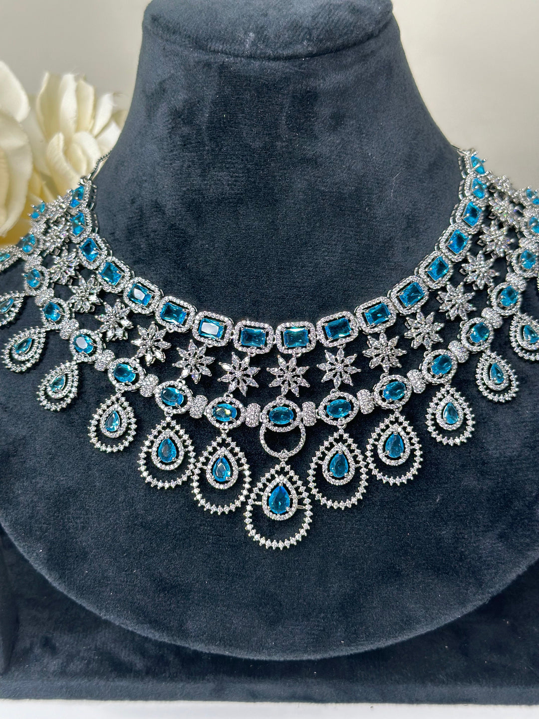 Ayla CZ Blue Necklace AD Set016