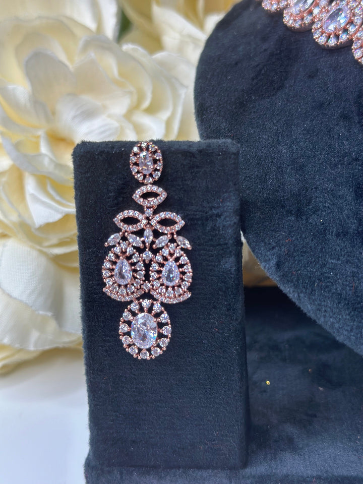 Elle CZ Rose Gold Necklace ADset022
