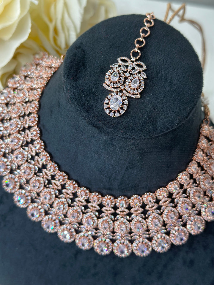 Elle CZ Rose Gold Necklace ADset022