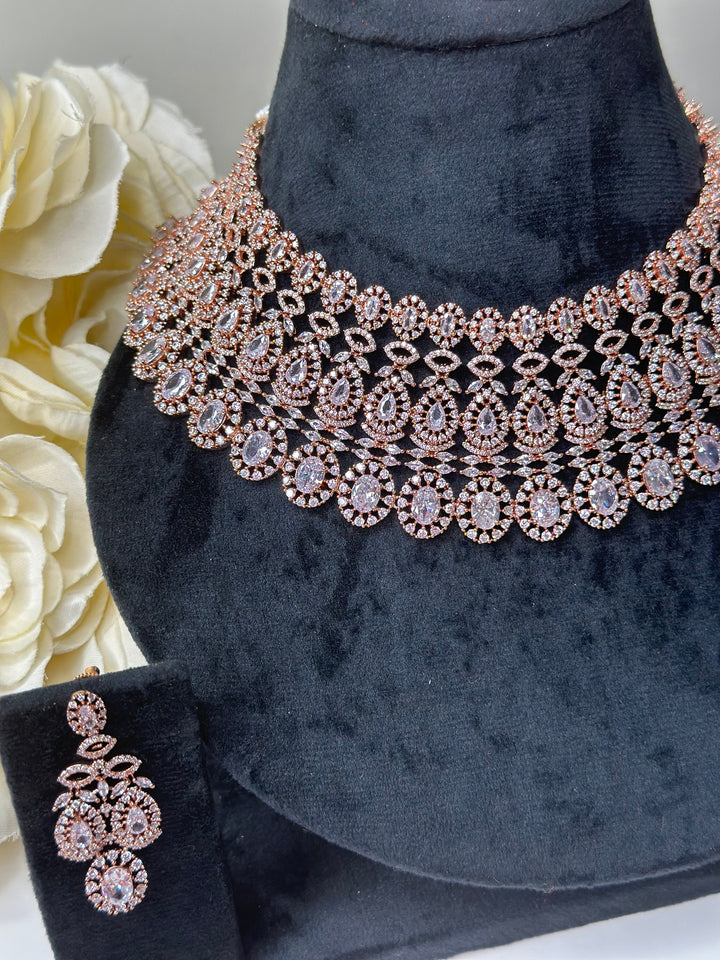 Elle CZ Rose Gold Necklace ADset022