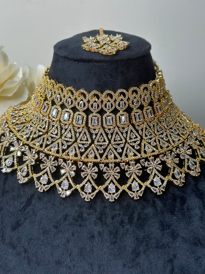 Cali CZ Gold Necklace AD Set023