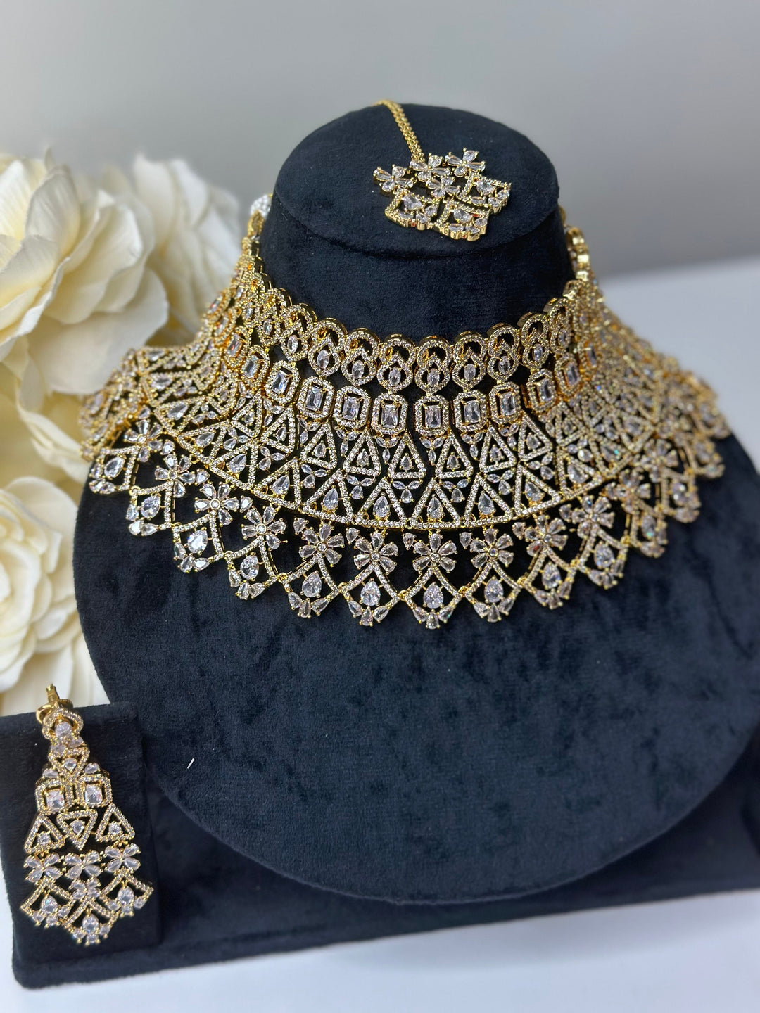 Cali CZ Gold Necklace AD Set023
