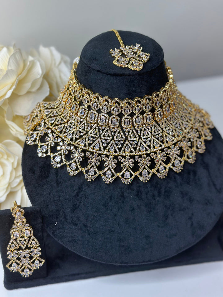 Cali CZ Gold Necklace AD Set023