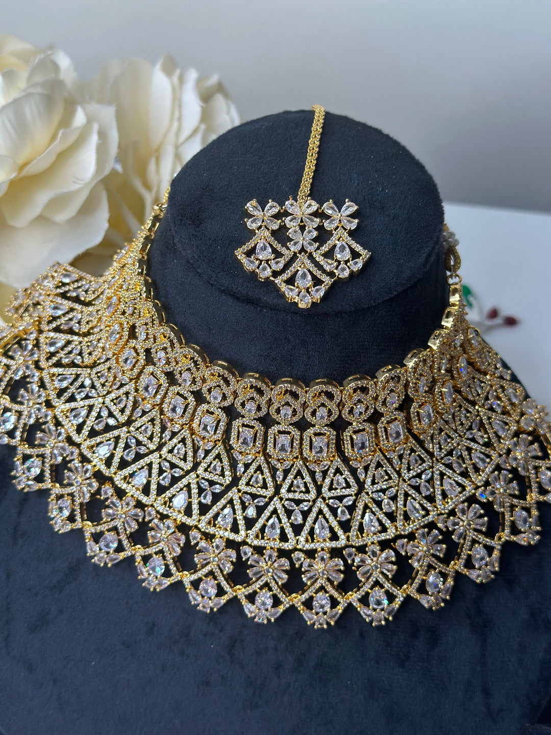 Cali CZ Gold Necklace AD Set023