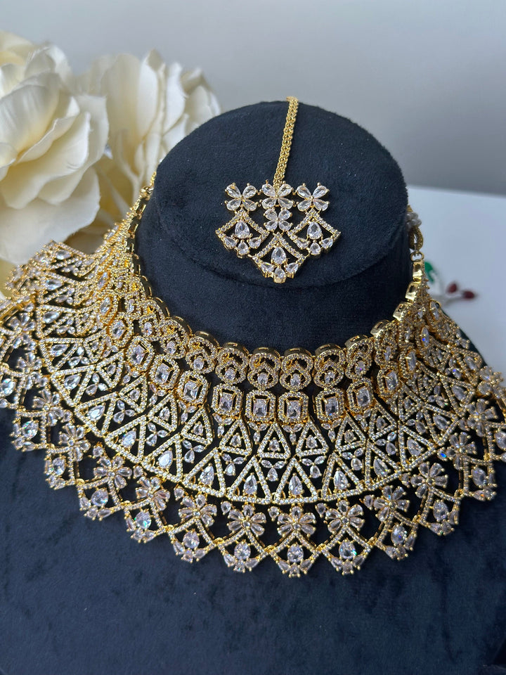 Cali CZ Gold Necklace AD Set023