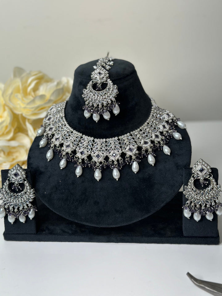 Rani Reverse AD Semi Bridal Necklace Set