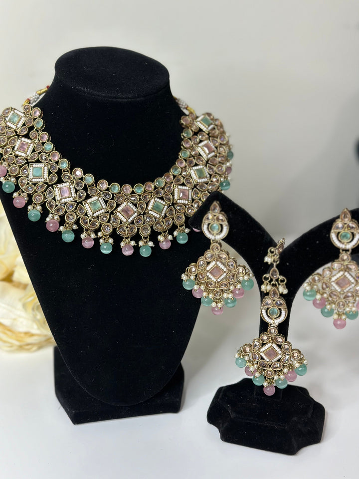 Kajal Reverse AD Gold Plated Necklace Set