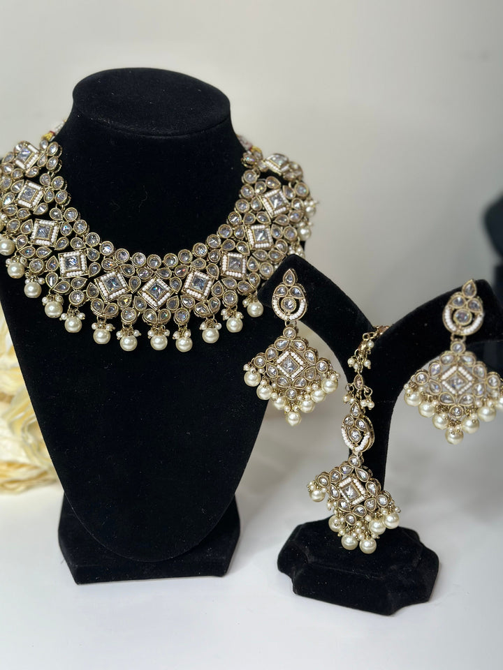 Kajal Reverse AD Gold Plated Necklace Set