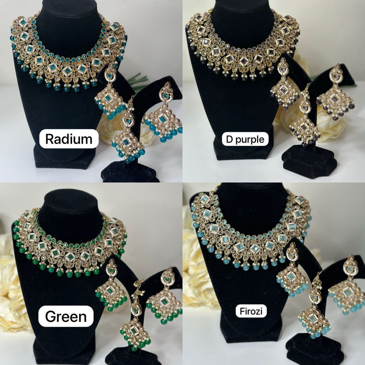 Kajal Reverse AD Gold Plated Necklace Set