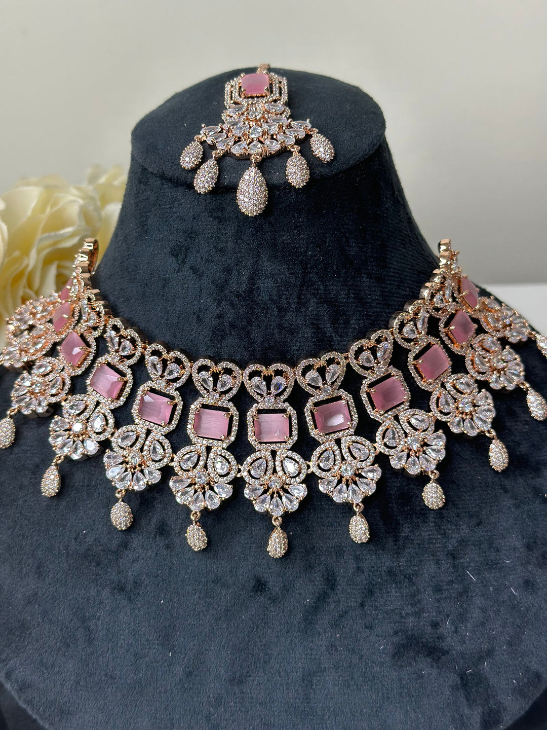 Isa CZ Pink Necklace ADset011