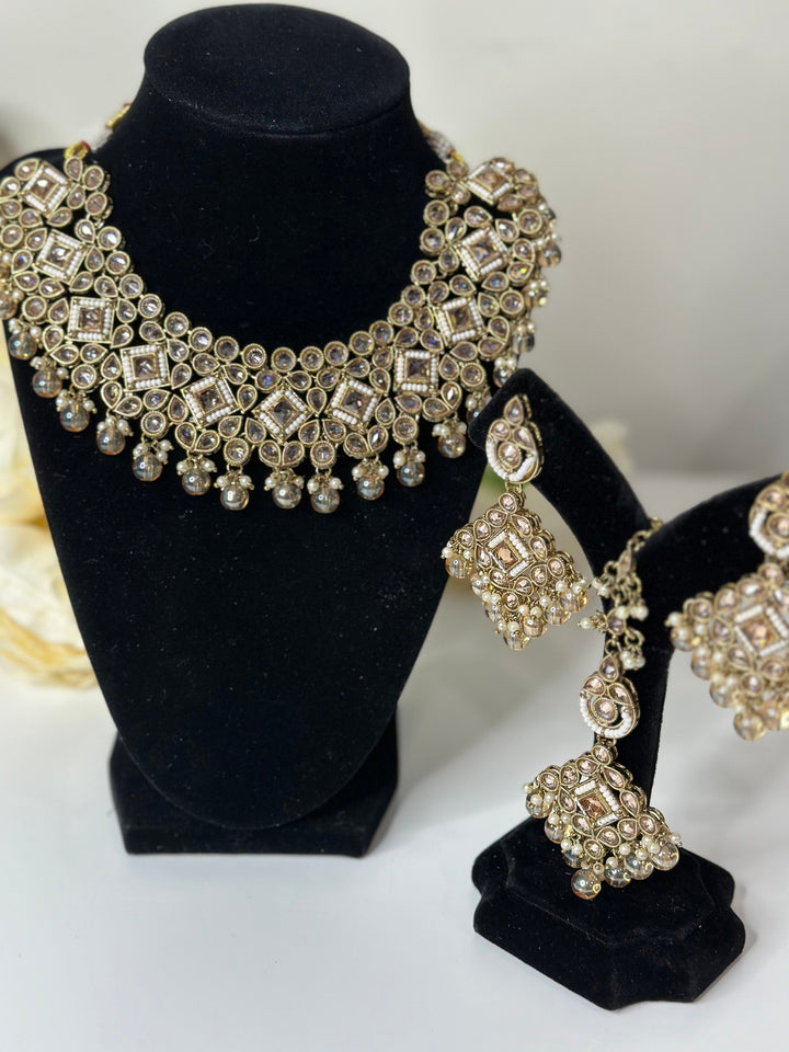 Kajal Reverse AD Gold Plated Necklace Set