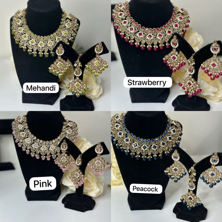 Kajal Reverse AD Gold Plated Necklace Set