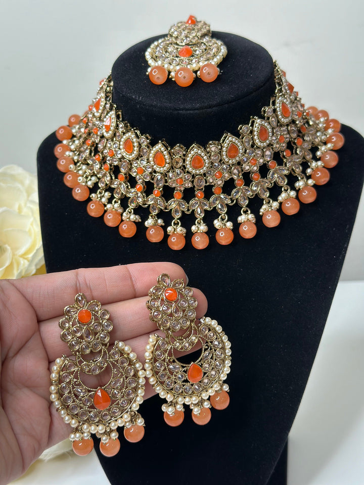 Anika Polki Kundan with Pearl Necklace Set