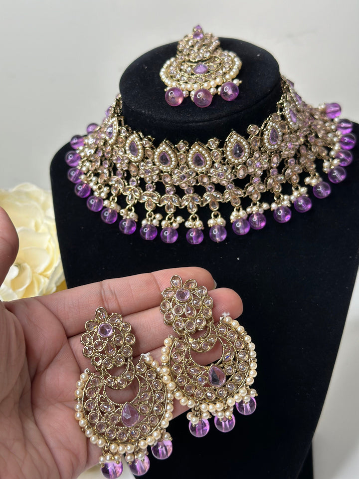 Anika Polki Kundan with Pearl Necklace Set