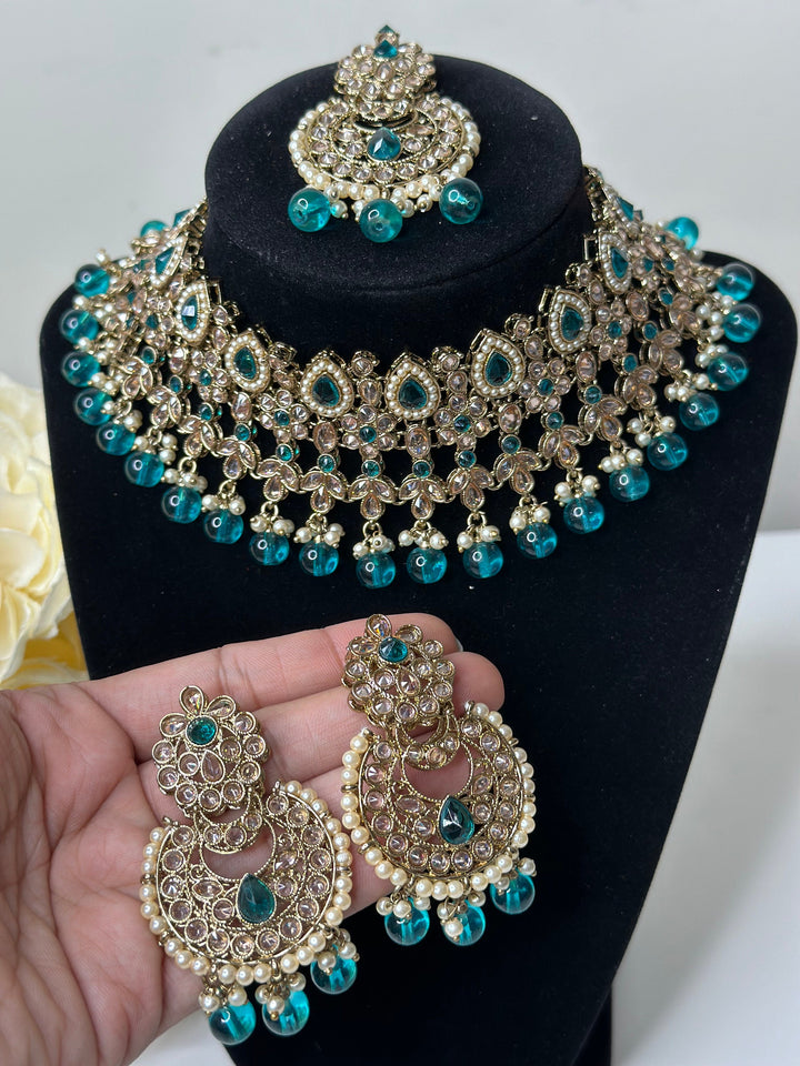 Anika Polki Kundan with Pearl Necklace Set
