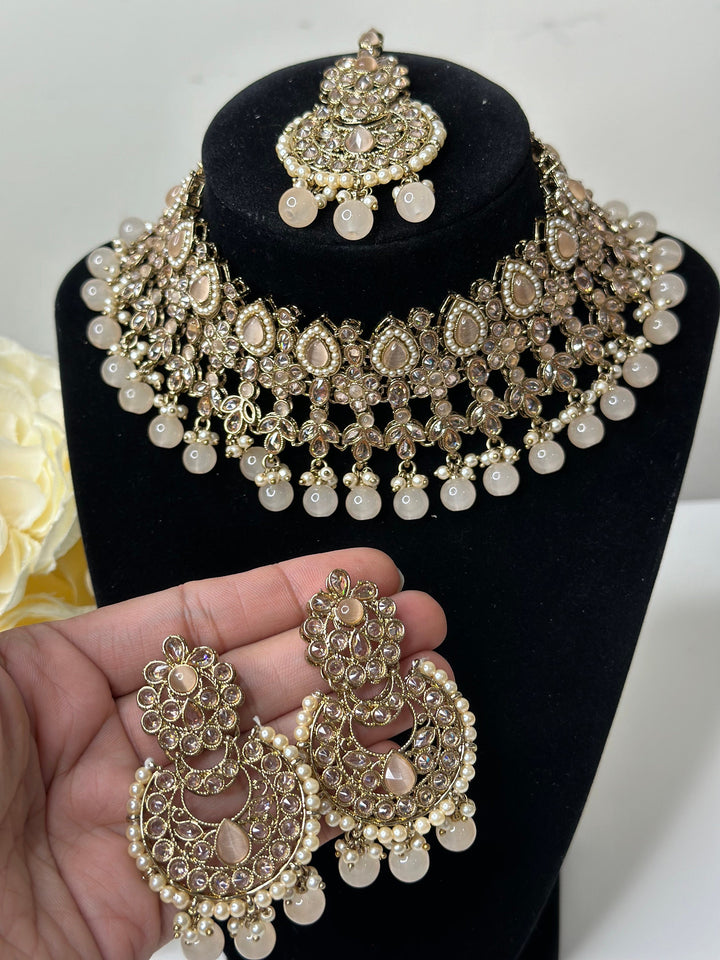 Anika Polki Kundan with Pearl Necklace Set