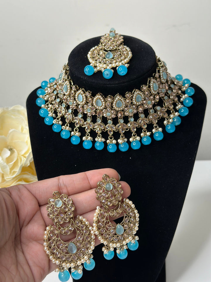 Anika Polki Kundan with Pearl Necklace Set