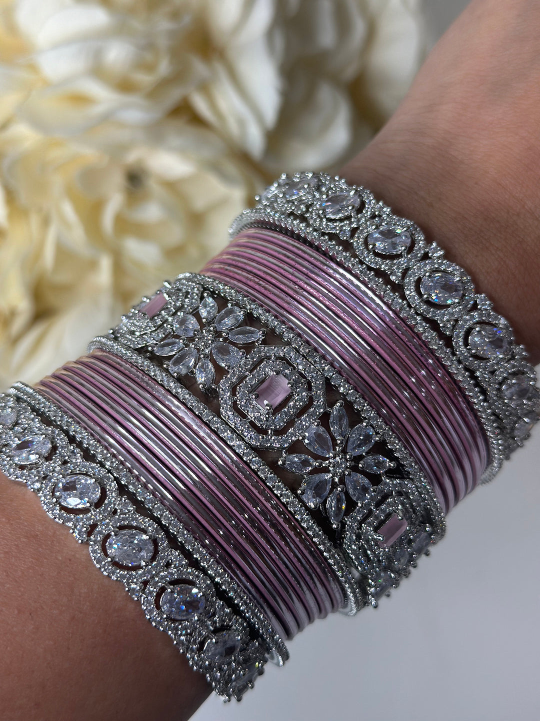 Izhaar Traditional Elegant Ad Pink Bangles Set