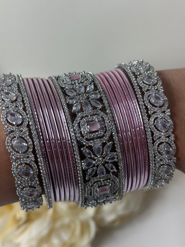 Izhaar Traditional Elegant Ad Pink Bangles Set