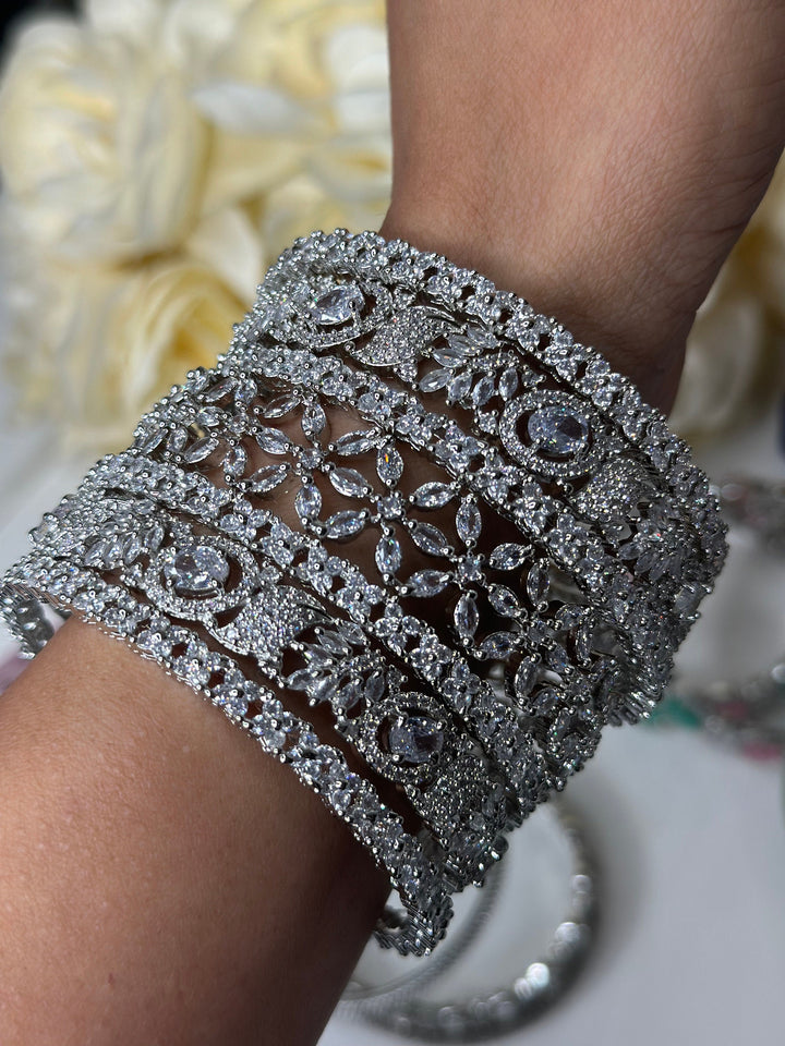 IZhaar Bridal Silver AD Bangles Set