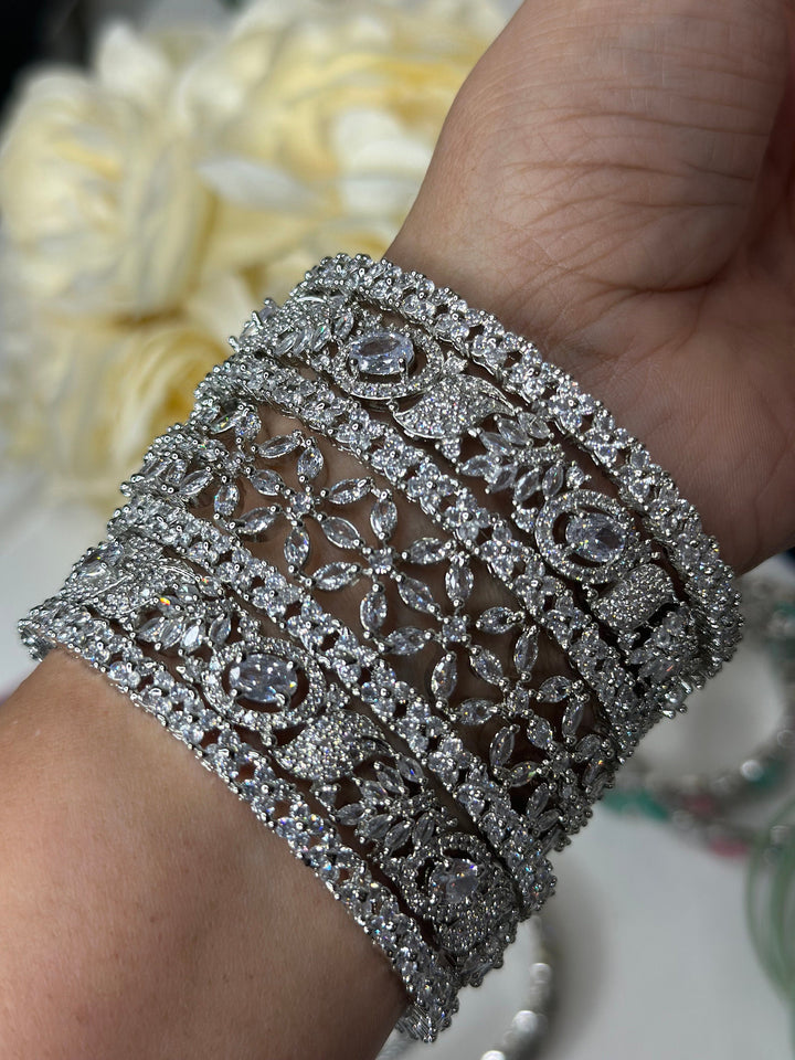 IZhaar Bridal Silver AD Bangles Set