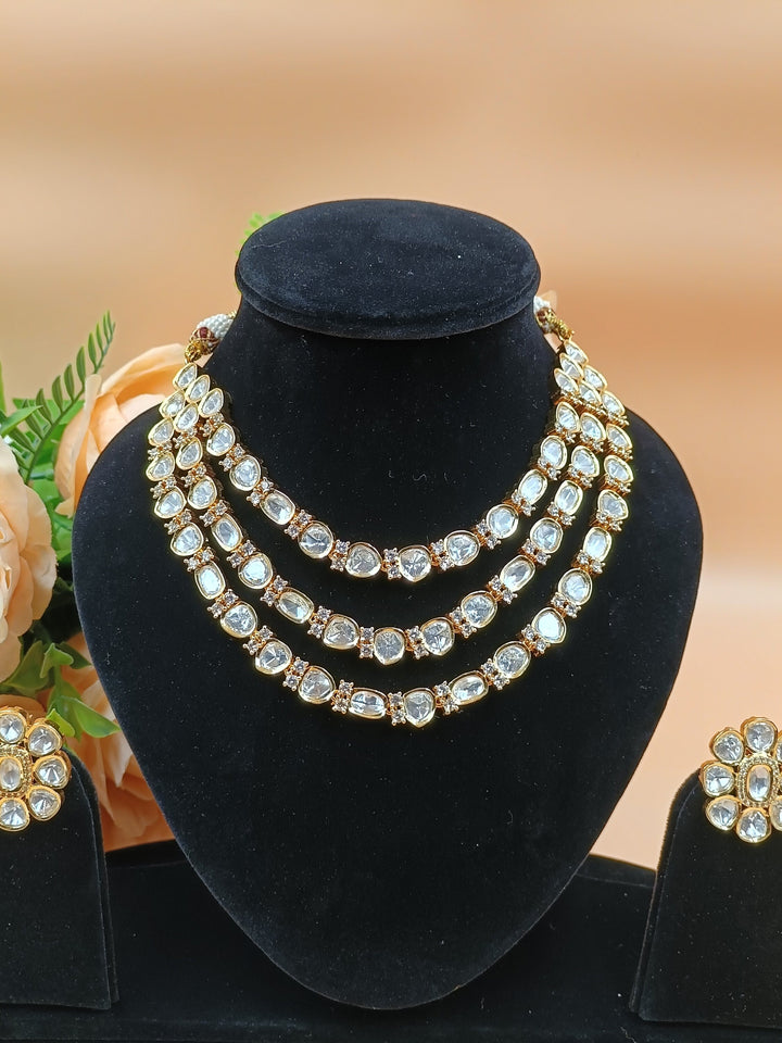 Eraya Paachi White Kundan Necklace Set