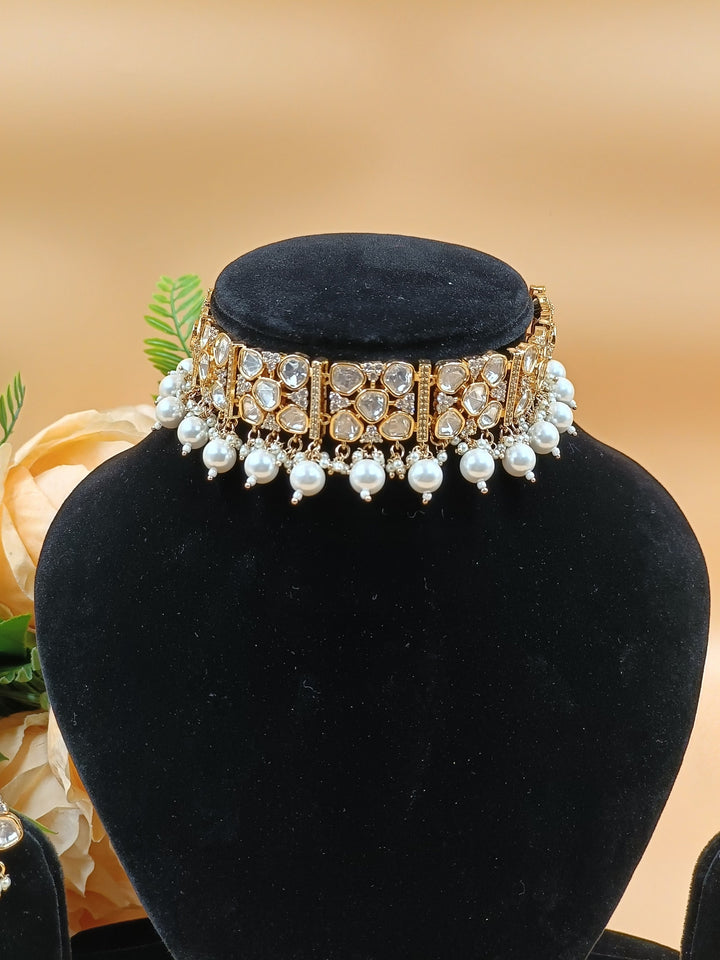 Sabya inspired Paachi White Kundan Necklace Set