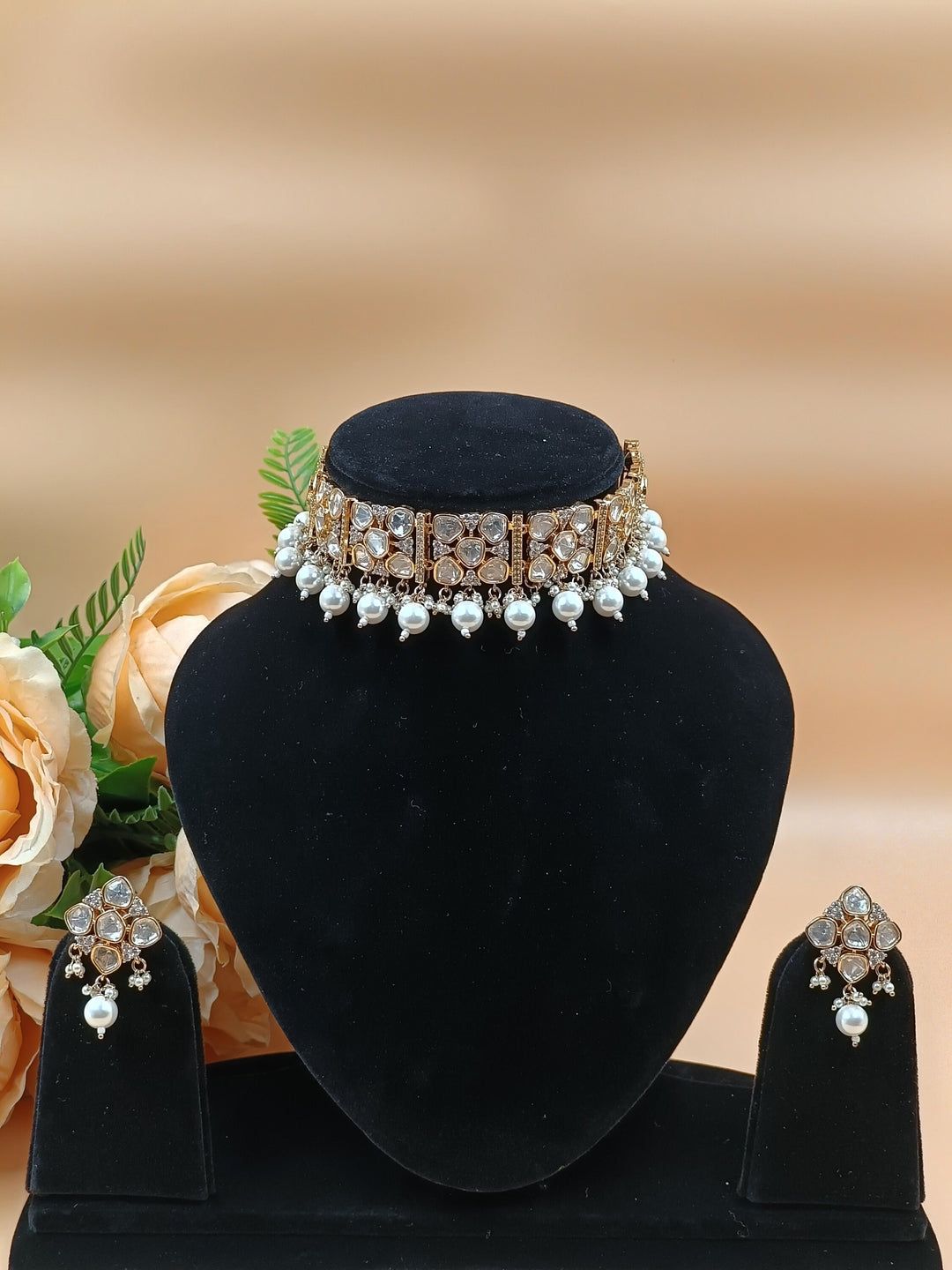 Sabya inspired Paachi White Kundan Necklace Set