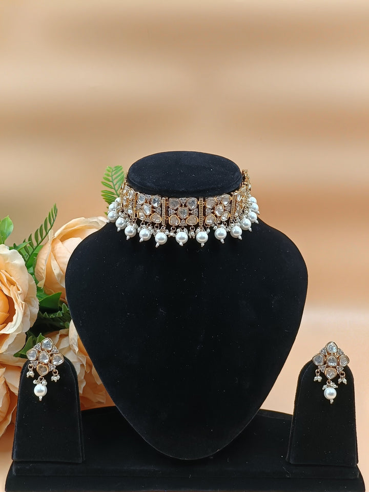 Sabya inspired Paachi White Kundan Necklace Set