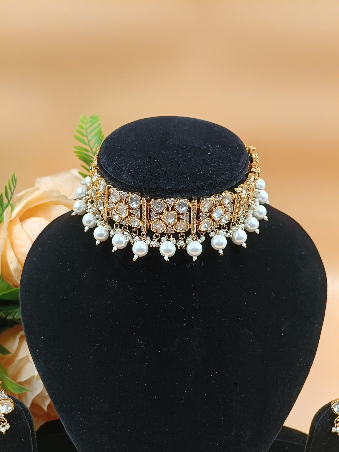 Sabya inspired Paachi White Kundan Necklace Set