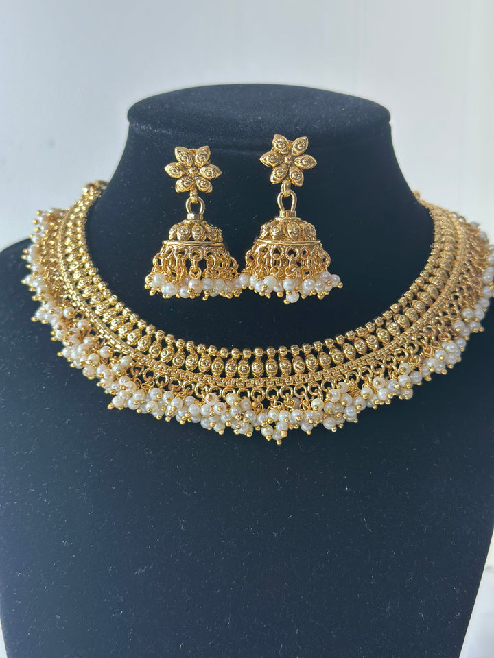 Indian Gold Polki Jewelry Set Bollywood Necklace Earring Mehar collection