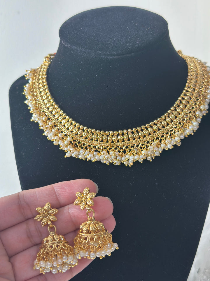 Indian Gold Polki Jewelry Set Bollywood Necklace Earring Mehar collection