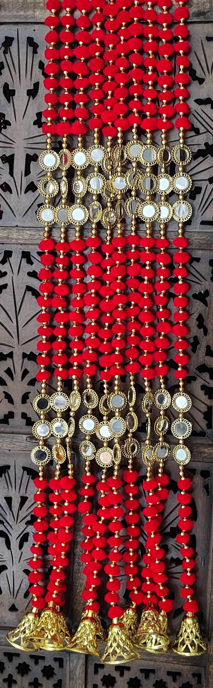 Pom Pom Garland With Mirror Work (Pack of 5 strings)