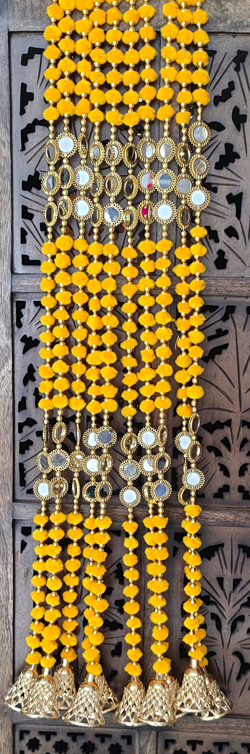 Pom Pom Garland With Mirror Work (Pack of 5 strings)