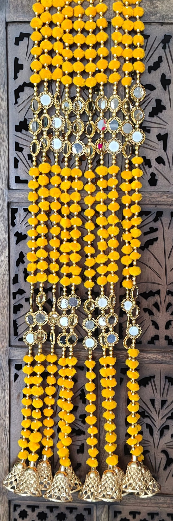 Pom Pom Garland With Mirror Work (Pack of 5 strings)