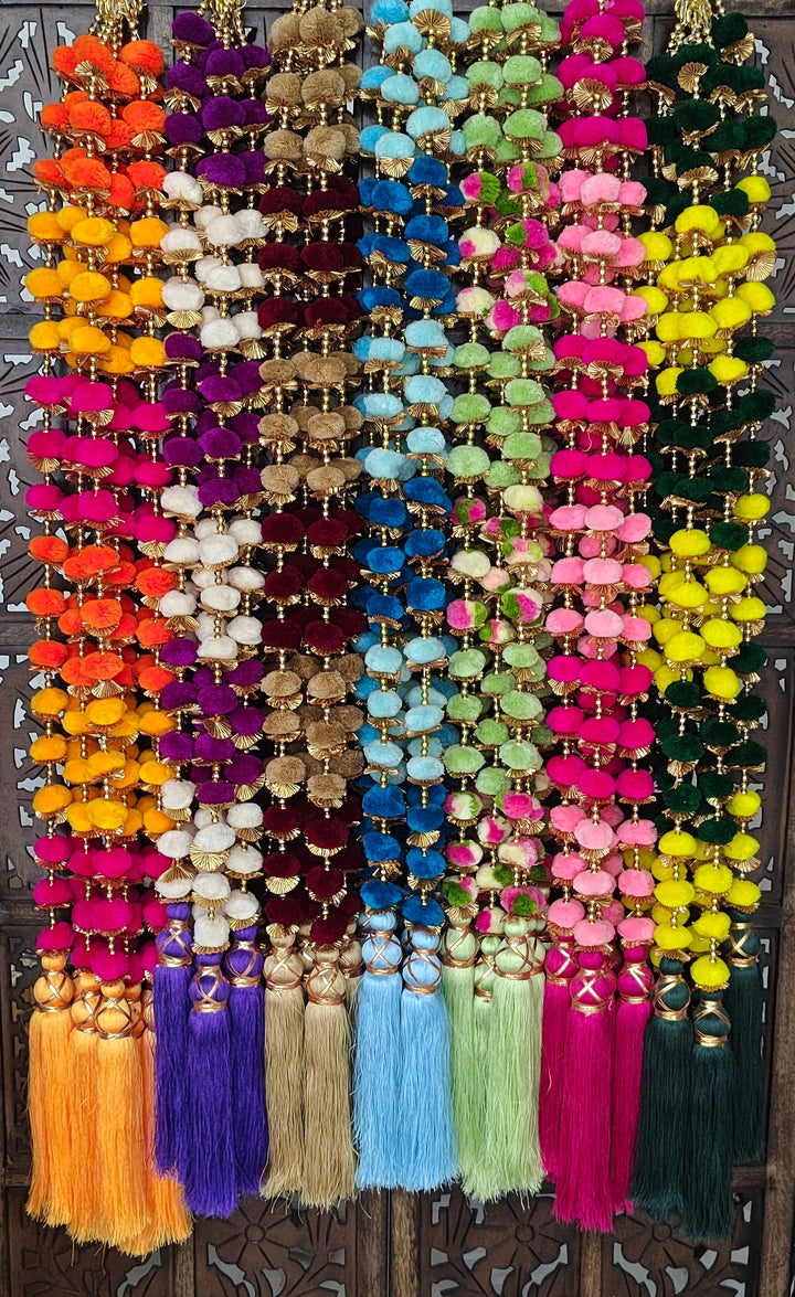 Big Pom Pom With Silk Tassel (Pack of 5 strings)
