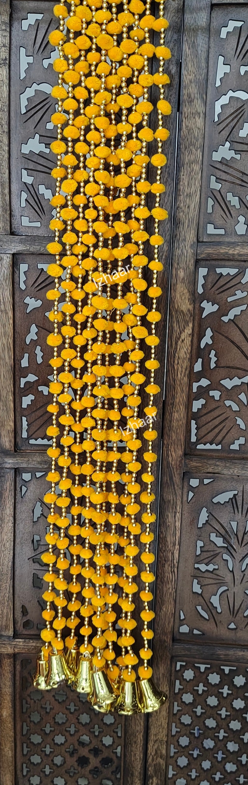 Pompon Garland With Beads ( Pack of 5 Strings)