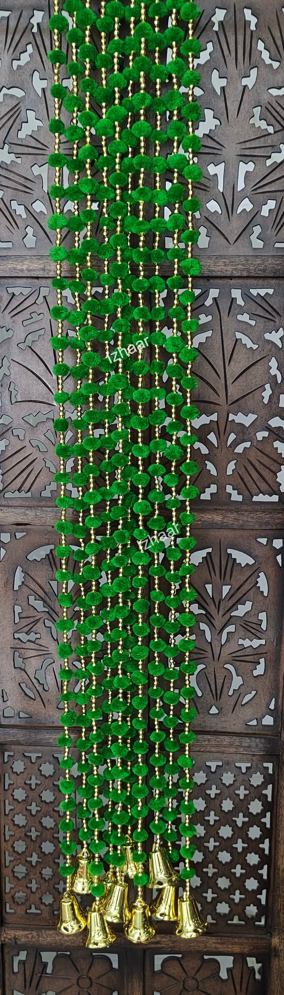 Pompon Garland With Beads ( Pack of 5 Strings)