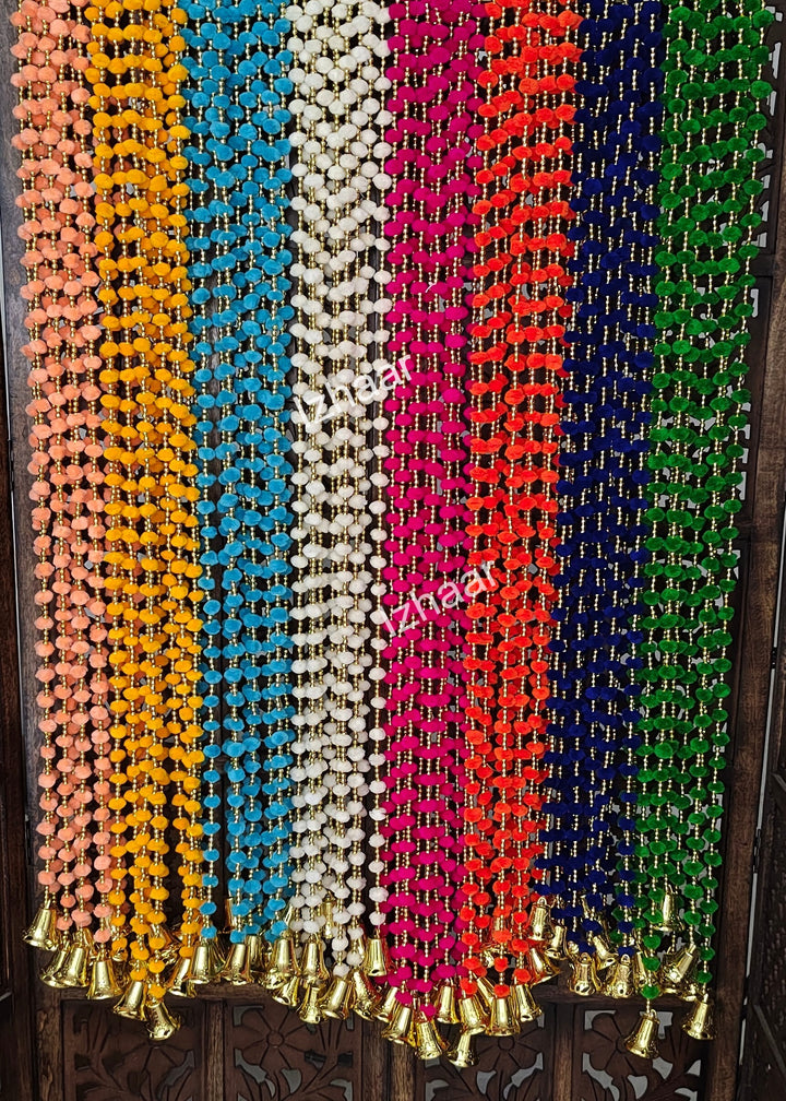 Pompon Garland With Beads ( Pack of 5 Strings)