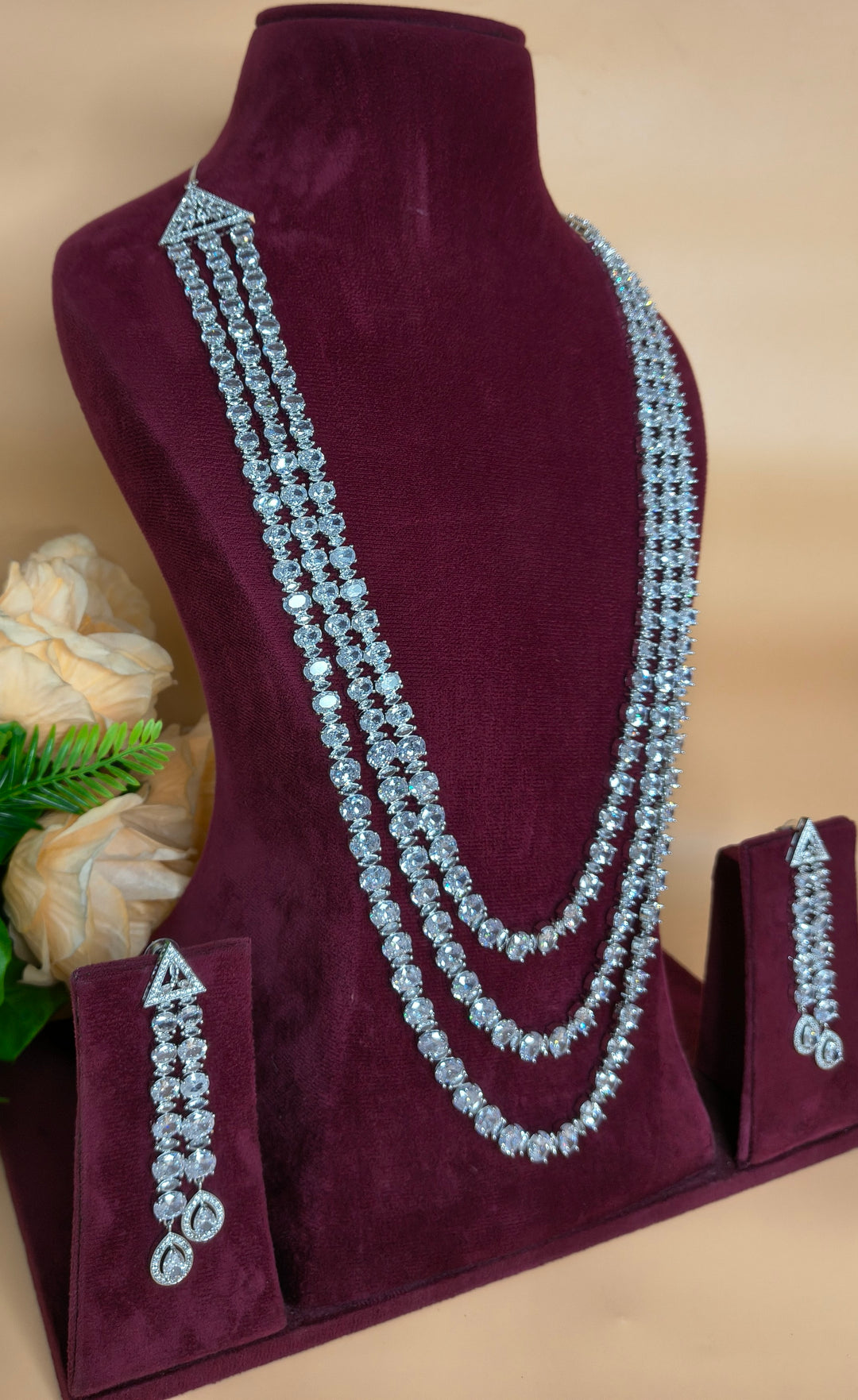 Brishti Long AD Necklace Set