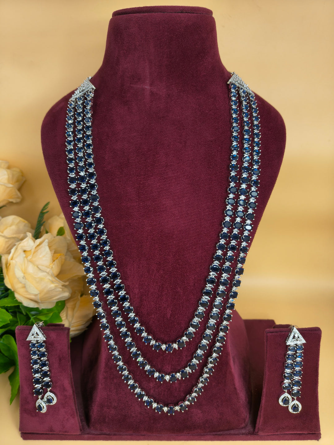 Brishti Long AD Necklace Set