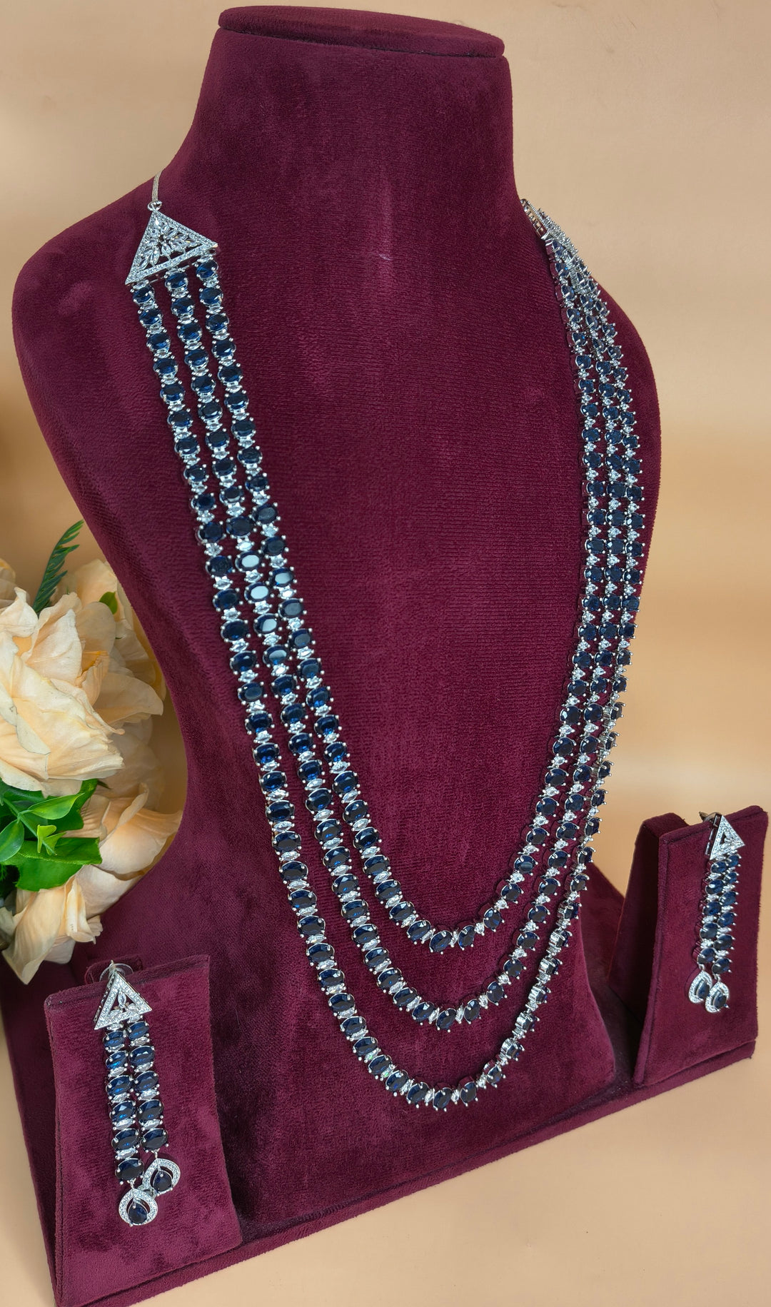 Brishti Long AD Necklace Set