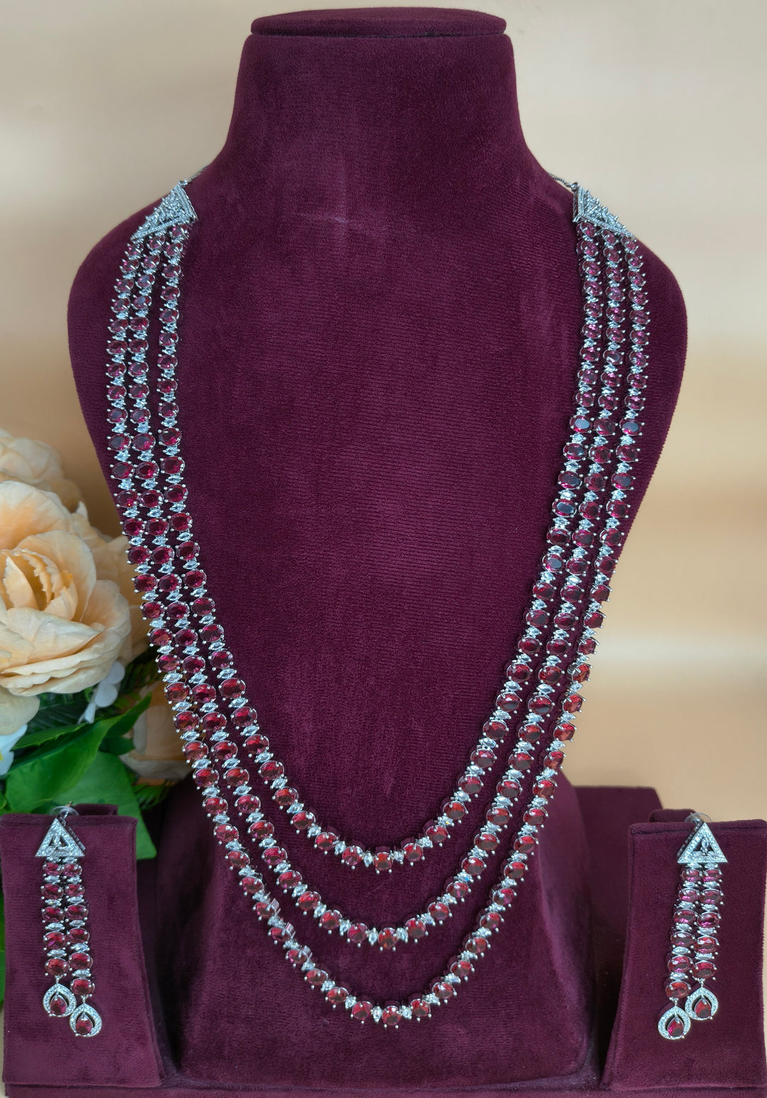 Brishti Long AD Necklace Set