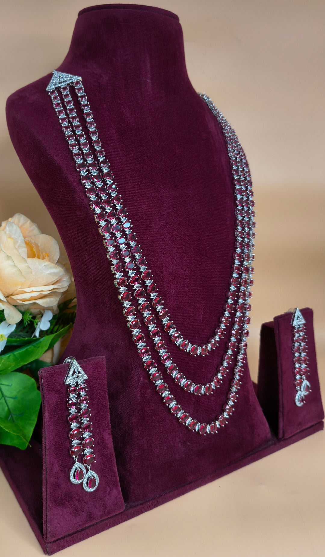 Brishti Long AD Necklace Set