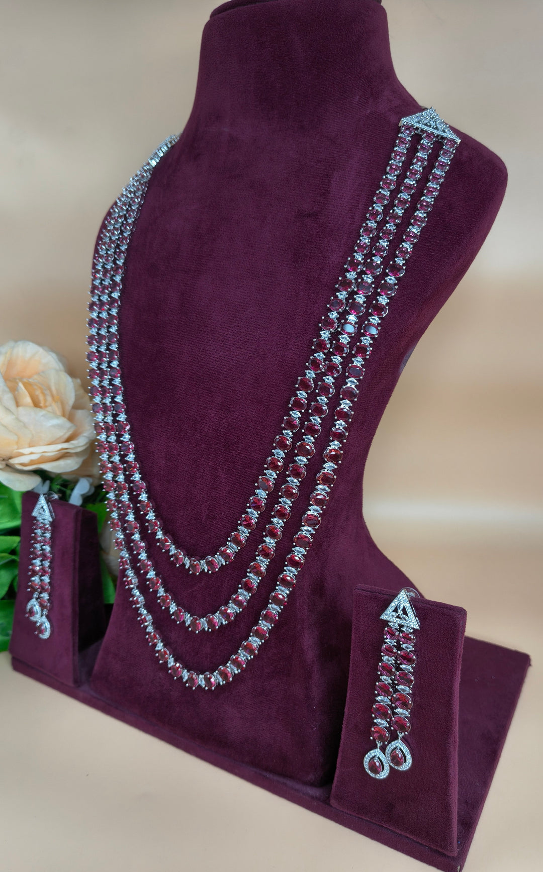 Brishti Long AD Necklace Set