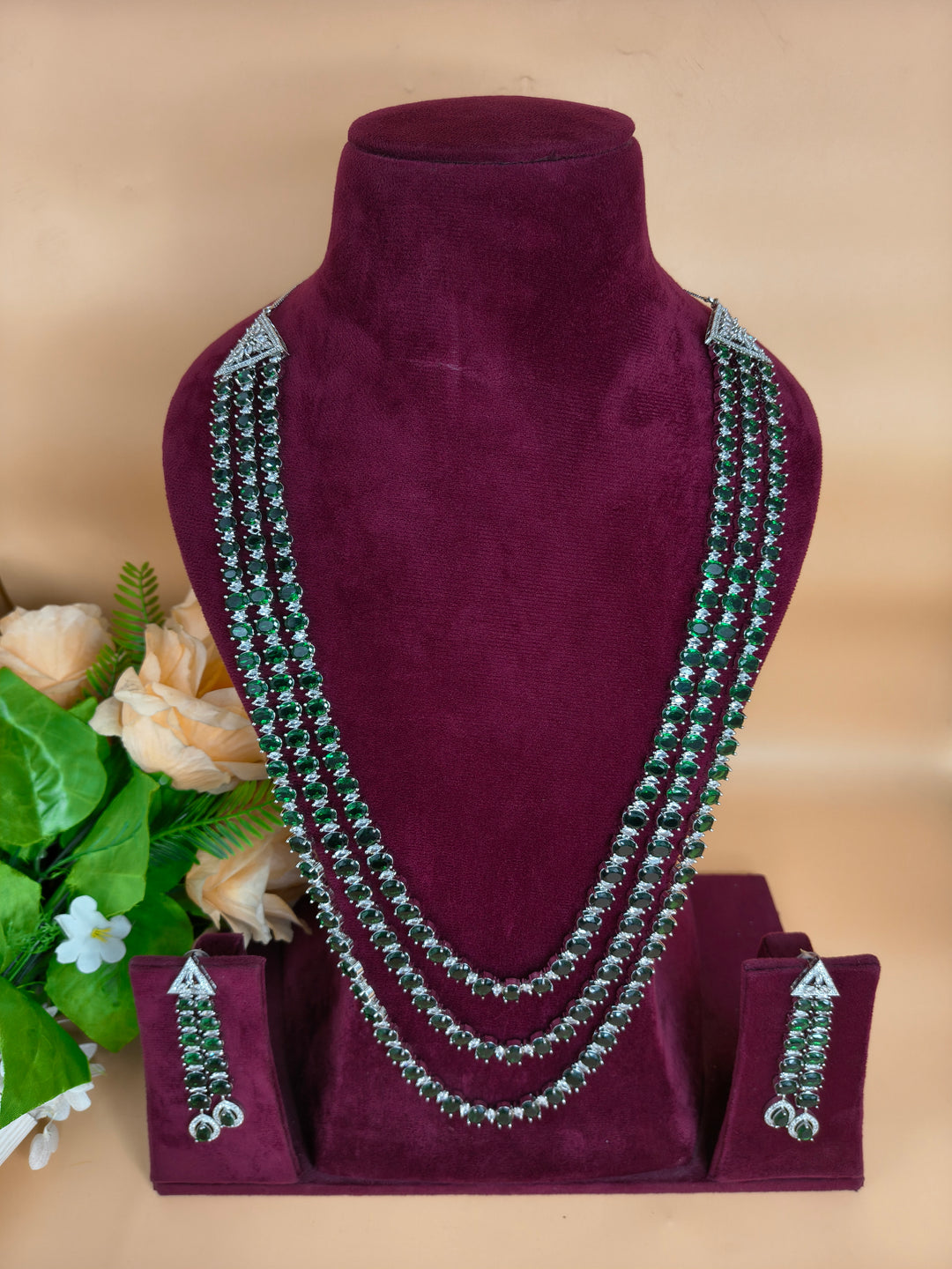 Brishti Long AD Necklace Set