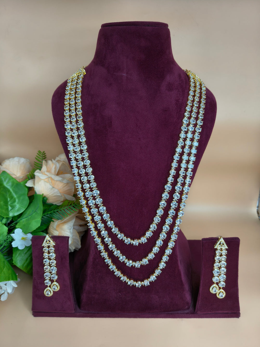 Brishti Long AD Necklace Set