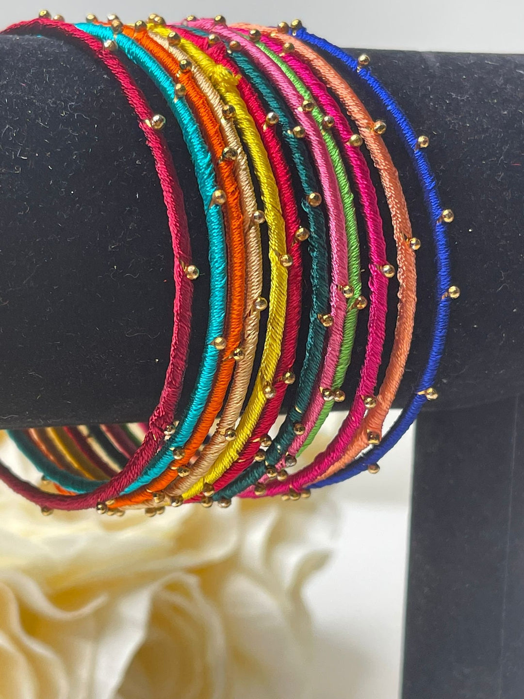 Handmade Thread Pearl Bangles Set