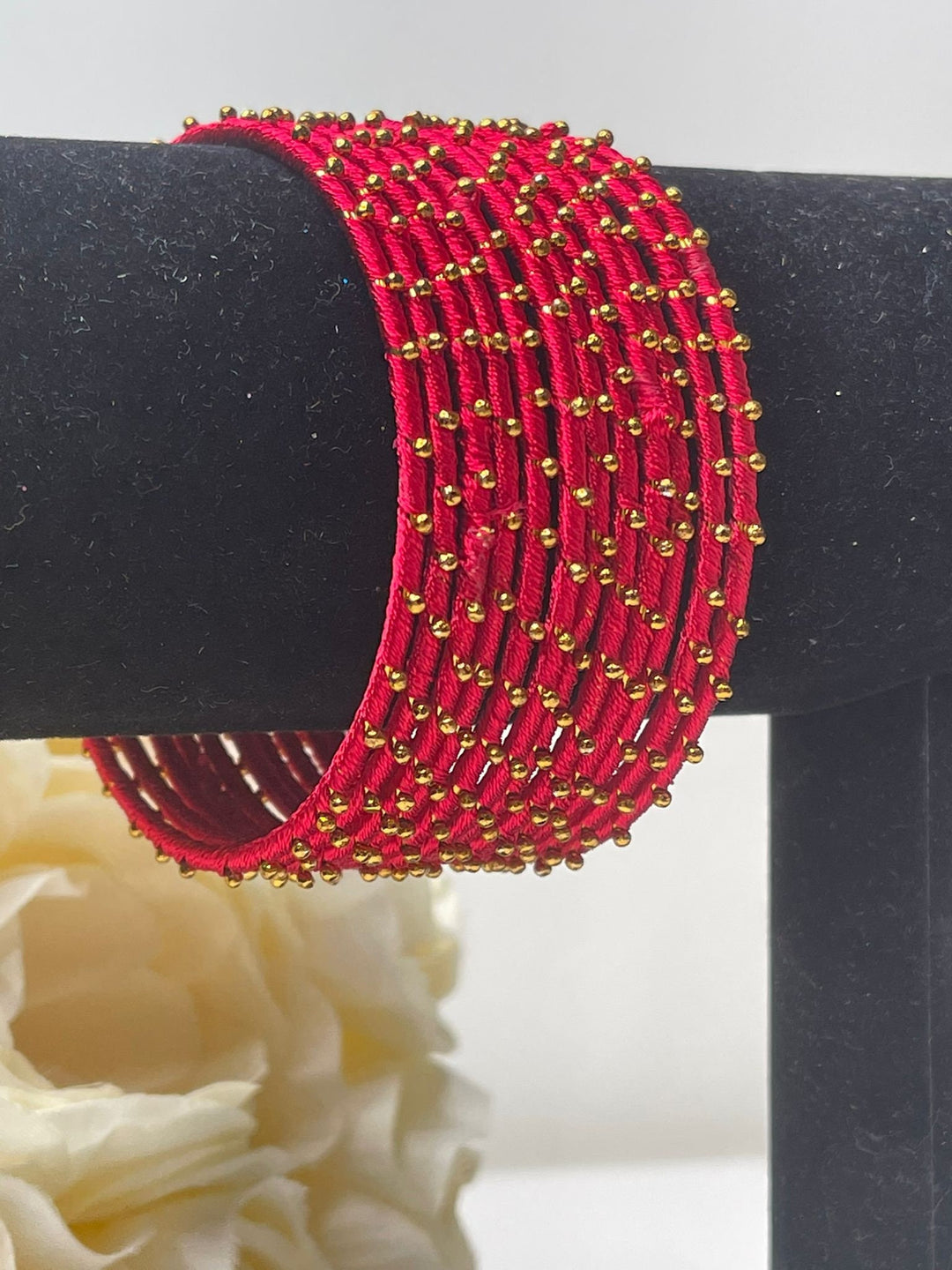 Handmade Thread Pearl Bangles Set