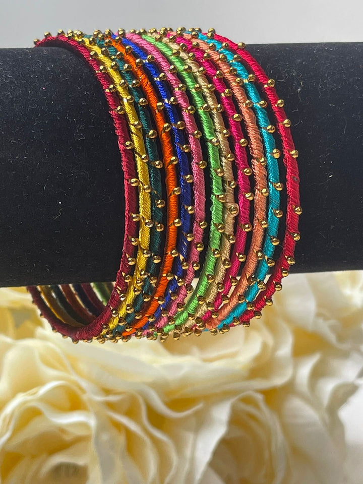 Handmade Thread Pearl Bangles Set